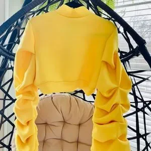 AKIRA Jackets Coats Yellow Cropped Jacket Poshmark - Main Image